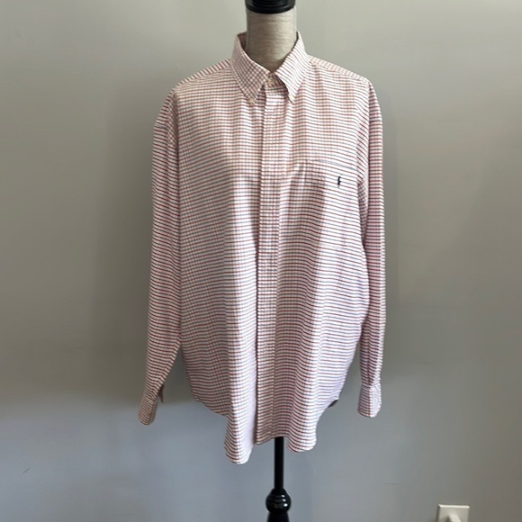 Ralph Lauren size Large Big Shirt 100% cotton red white and blue button down. - Picture 1 of 5